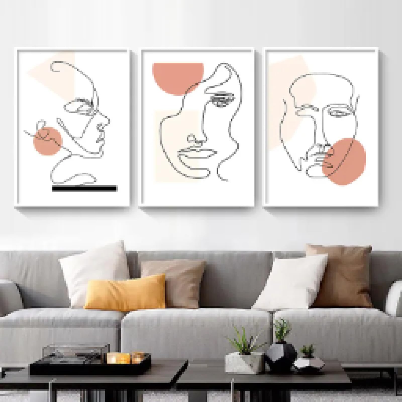 Art mural abstrait visage pour salon contemporain et chaleureux - 8