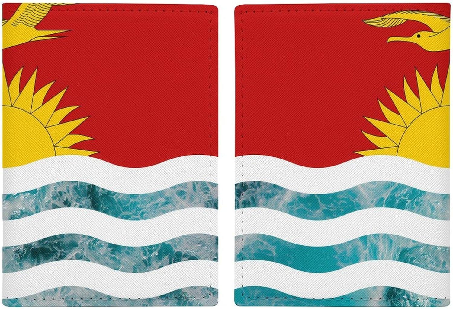 Kiribati Flag Ocean Wave Passport Holders Cover Protector Card Case | with cards slot id holder,travel accessories,for men women,double patterned