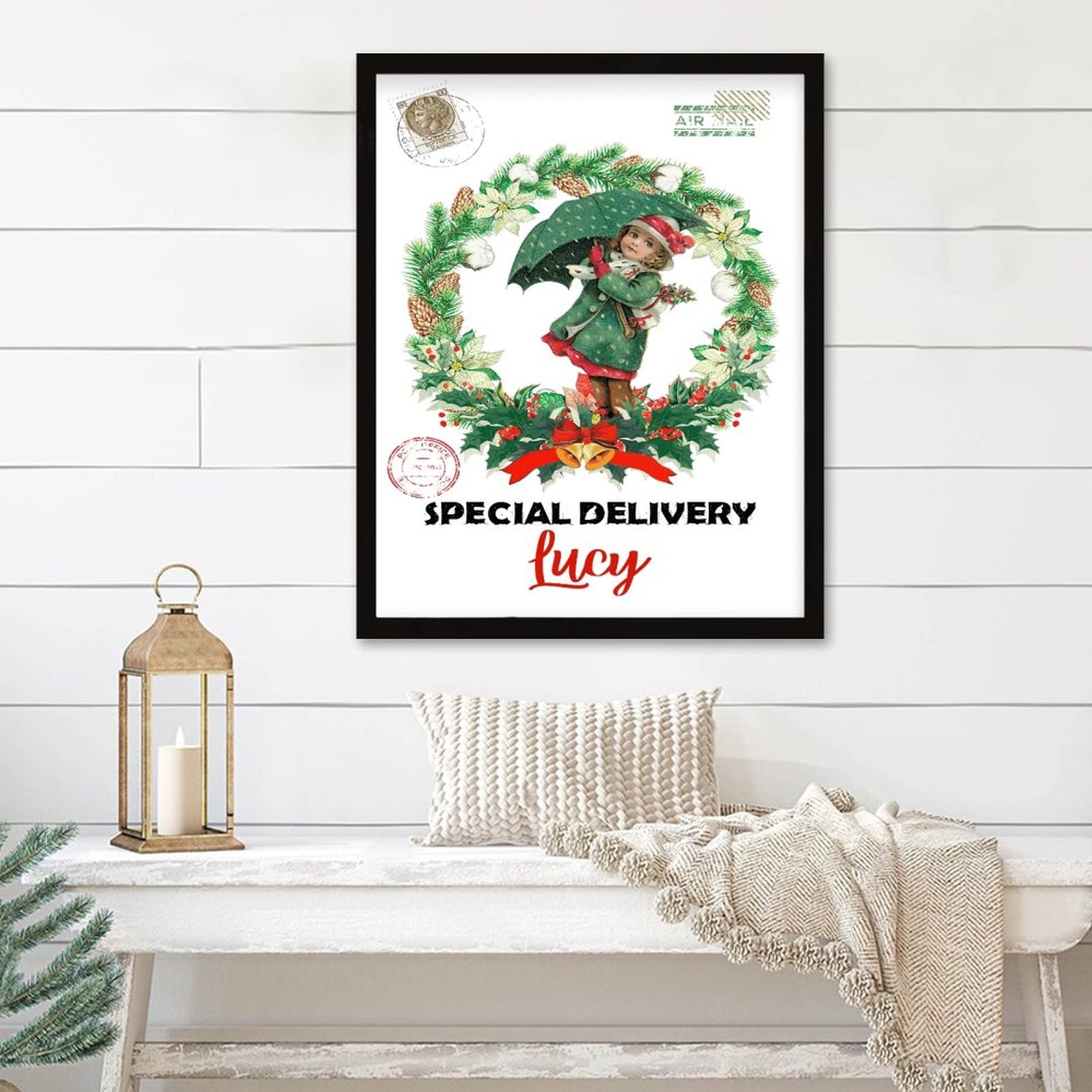 Panneau Santa Claus Special Delivery encadré pour habiller un grand buffet