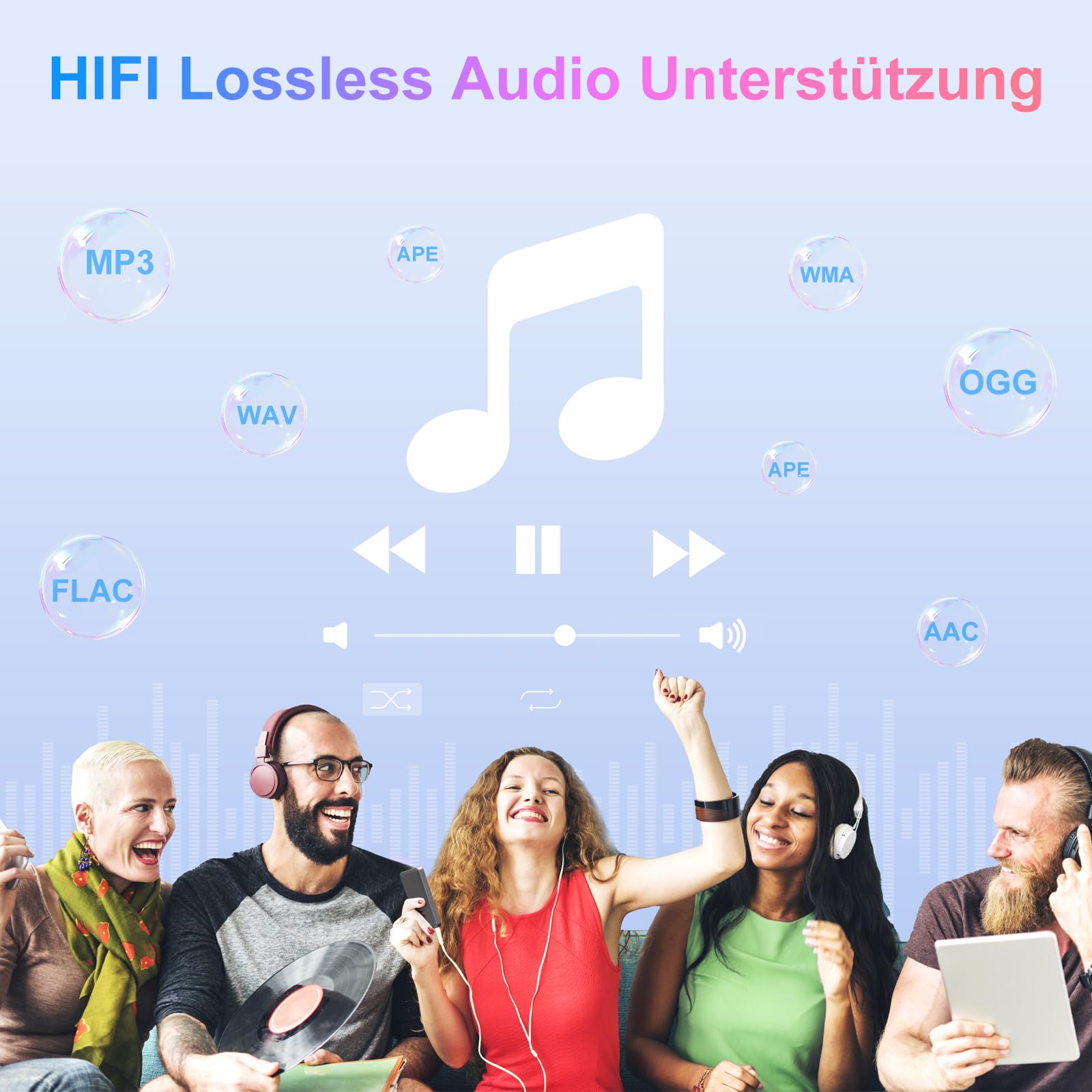 MECHEN MP3 Player Spotify mit Android 9.0, Bluetooth 4.1 & WLAN, 4 Zoll Display, Amazon Musik, Audible, Radio, Offline-Apps, Ideal für Sport, Reisen & Kinder (grau)