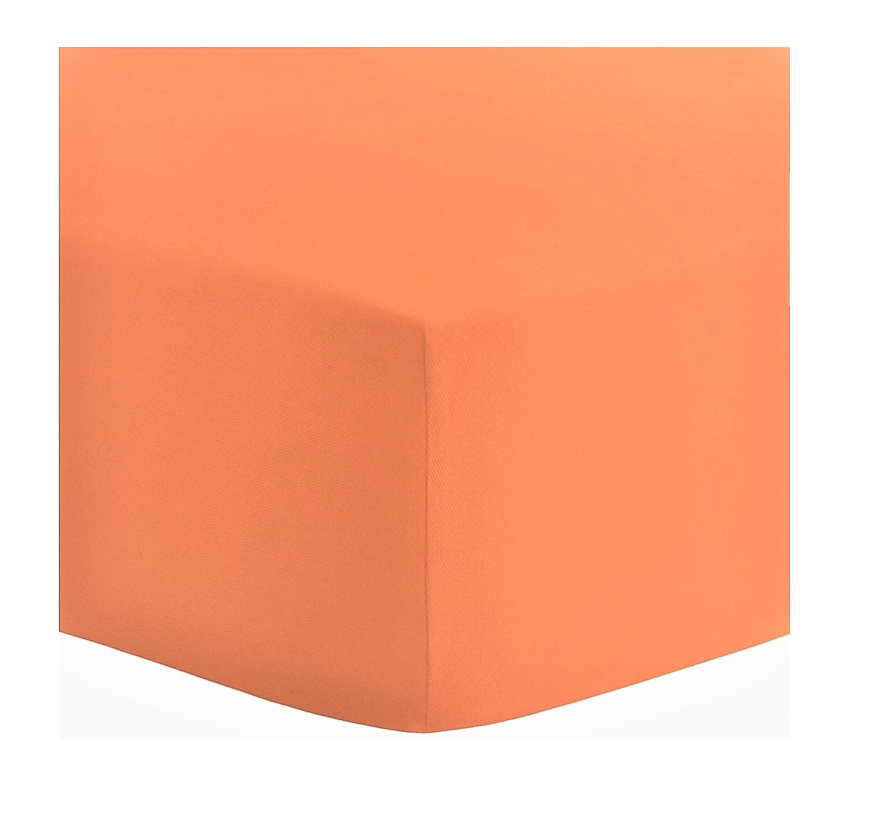 BED SHEETS FITTED SHEETS LUXURY BEDDING SHEETS SINGLE DOUBLE KING SUPER KING (Small Double - 4FT, Orange)