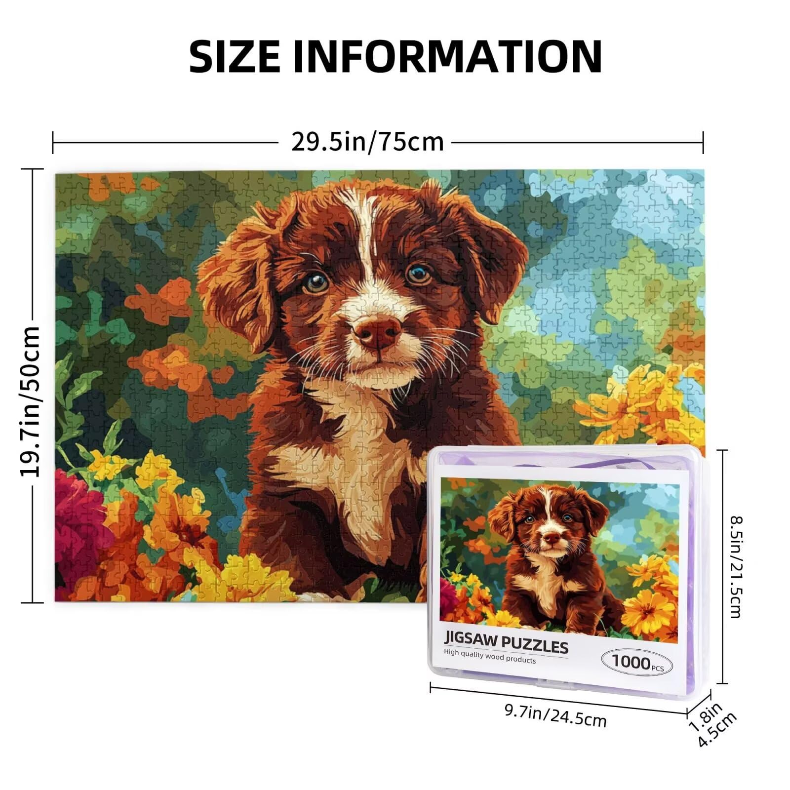 Puzzle z psem, 6000 elementów, puzzle ze zwierzętami, dla dorosłych, z pudełkiem na prezent, duże drewniane puzzle dla dorosłych, gra zręcznościowa dla całej rodziny, prezenty dla kobiet, 105 x 180 cm