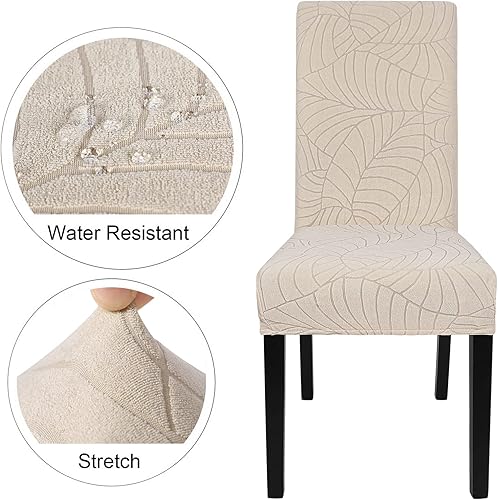 Miniatura 3 de SearchI Juego de 6 fundas impermeables para sillas Parsons de tela jacquard, fundas elásticas para sillas Parsons de tela jacquard, extraíbles y
