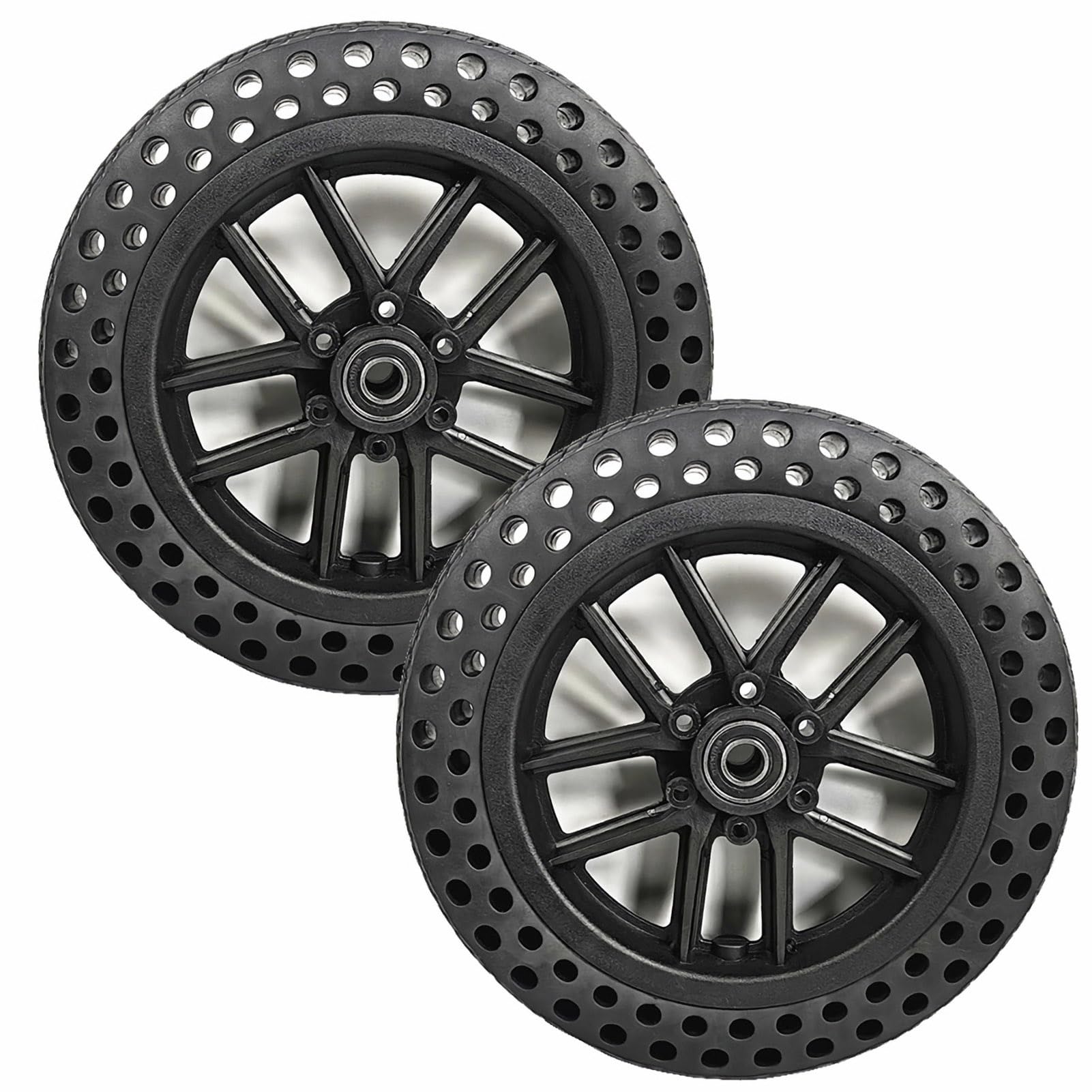 Rueda de Repuesto para Silla de Ruedas Manual de 10 x 1.5, Ruedas Traseras Sólidas de Panal de Abeja de 10 Pulgadas, Neumático de Goma, Cojinete: 1/2" (12 mm) (Paquete de 2)