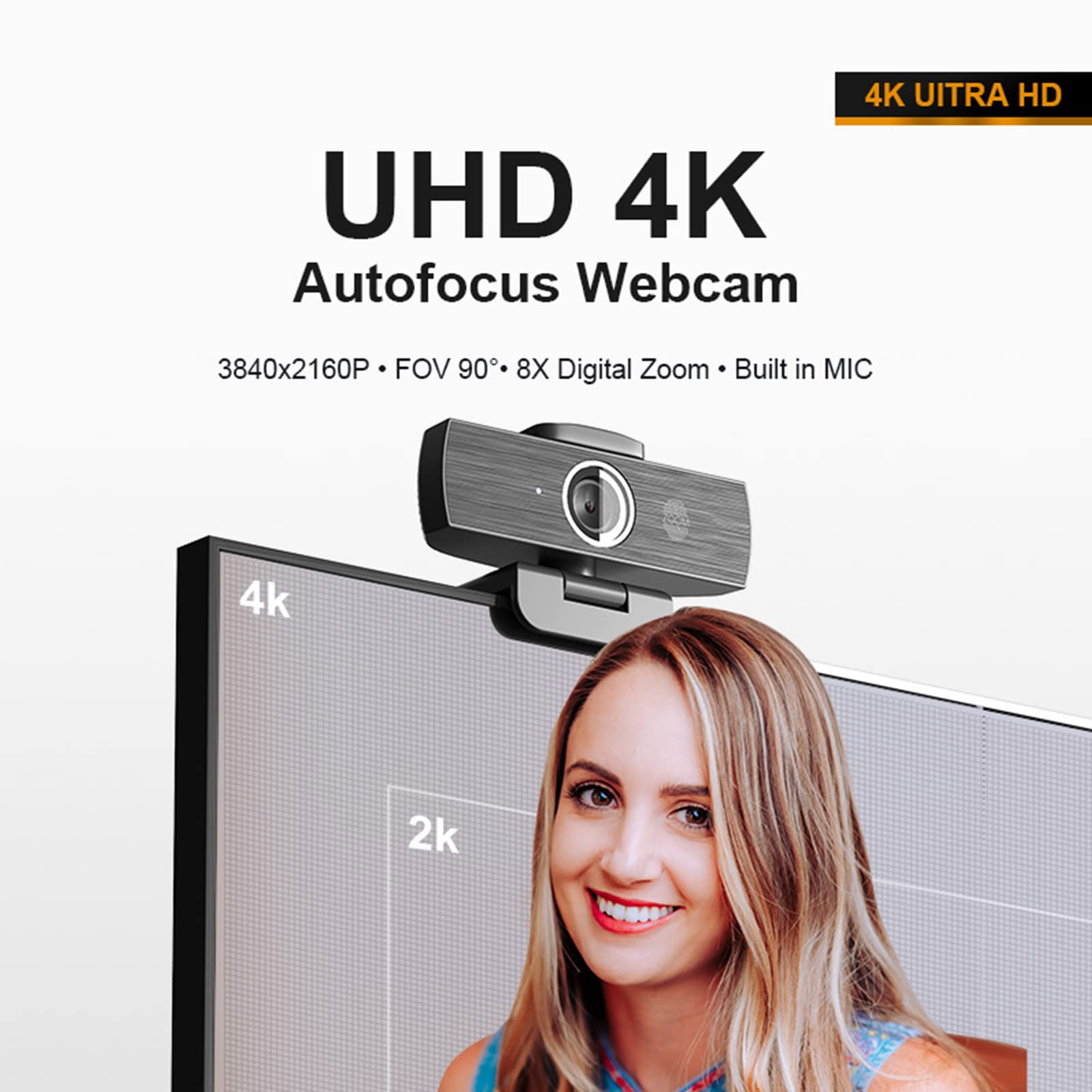 Webcam USB 4K senza unità con microfono per conferenze di insegnamento online per conferenze live streaming video gaming webcam con microfono per laptop