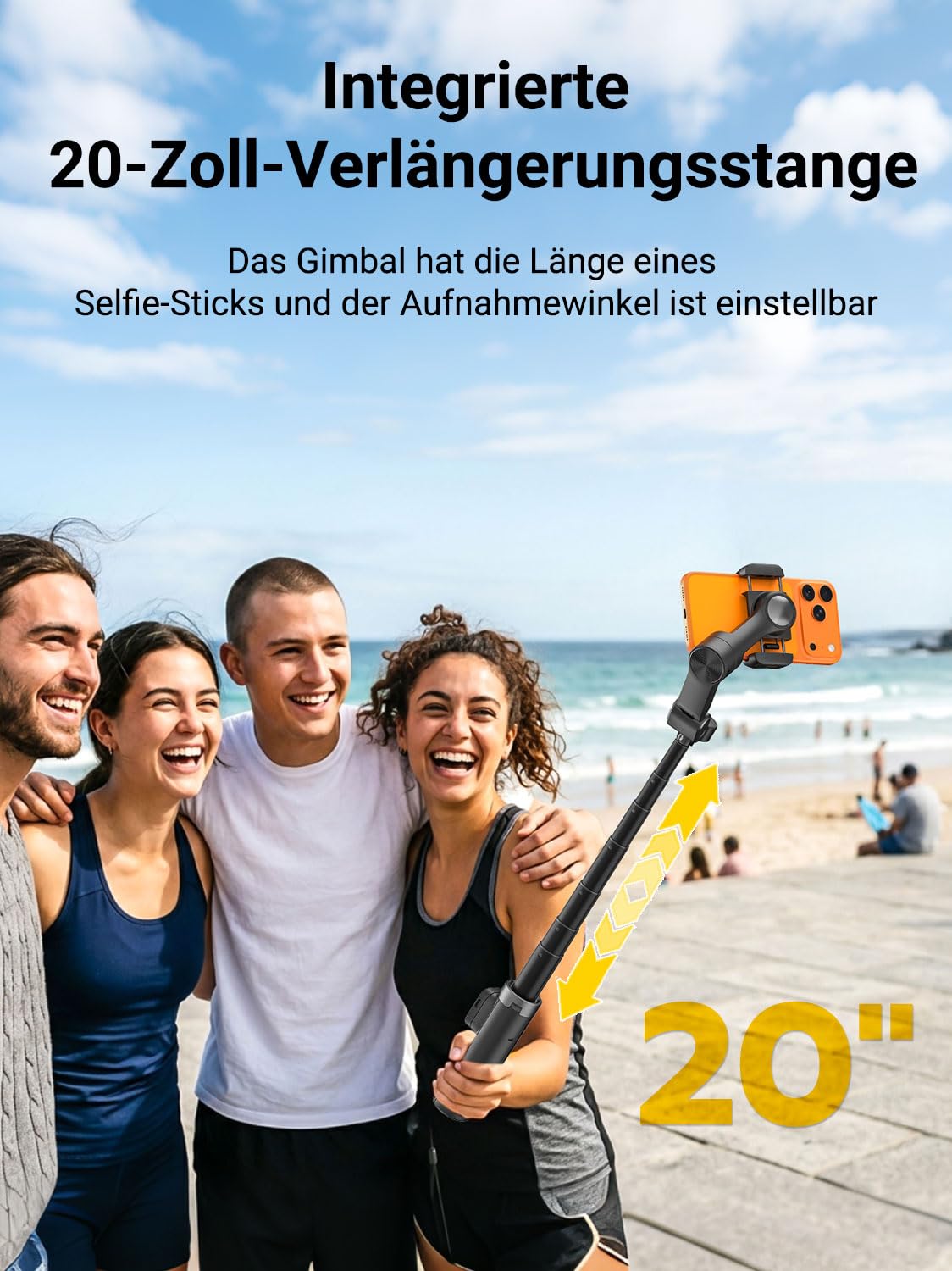 AOCHUAN 360° drehbarer Gimbal-Stabilisator für iPhone mit magnetischer Fernbedienung, Drei-Achsen-Stabilisator und 50 cm integrierter Verlängerungsstange, geeignet für Reisen, Live-Stream und Vlogging