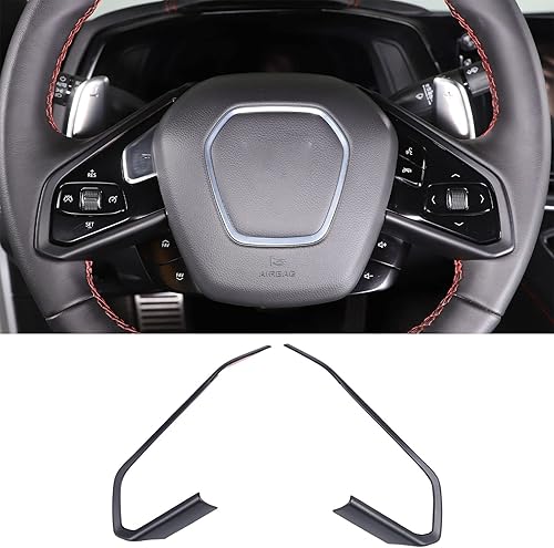 Cubierta de tablero para volante de fibra de carbono ABS C8 para Chevrolet Corvette C8 Z06 2020-2022 (negro mate)