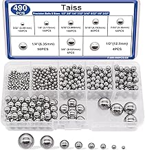 Taiss 490PCS Precision Balls 8 Sizes,Bicycle Bearing Balls 1/2" 3/8" 1/4" 7/32" 3/16" 5/32" 1/8" 3/32" Precision Steel Ball Assortment Kit,Metal Balls F-099-490PCS-GE