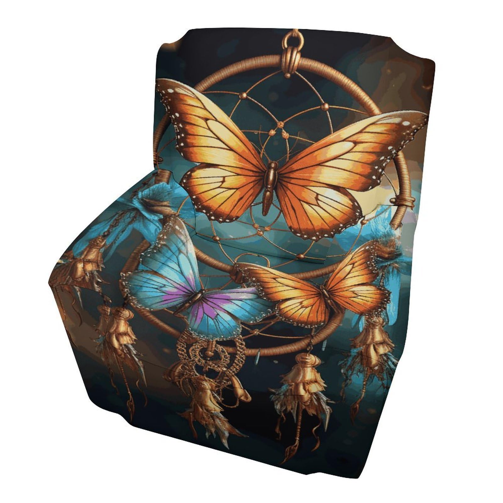 Fodpand Style Dream Catcher Butterfly Sofa Cover Soft 1 Seater Sofa Slipcover For Pets Washable,Couch Cover With Elastic Straps Furniture Protector