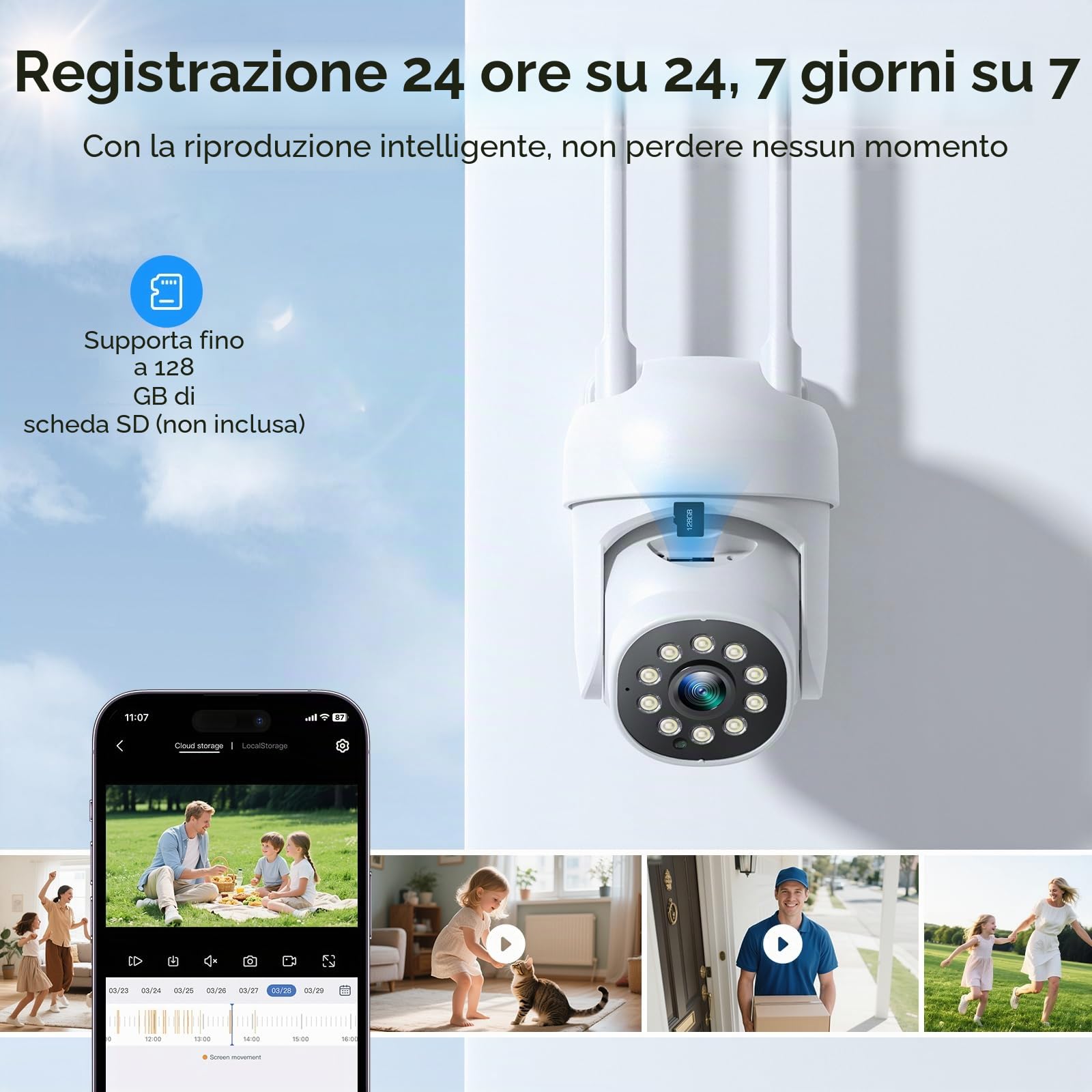CAMCAMP Telecamera WiFi Esterno, Telecamera Aggiuntiva, Tracciamento Automatico, Registrazione 24/7, Visione Notturna a Colori, 5G wi-fi, Rilevamento Movimento, Solo CAMCAMP WiFi NVR, CloudEye 365 APP