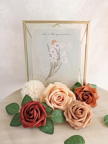 Miniatura 2 de D-Seven Flores artificiales de otoño de terracota para bricolaje, ramos de boda, centros de mesa, arreglos florales, despedidas de soltera, baby