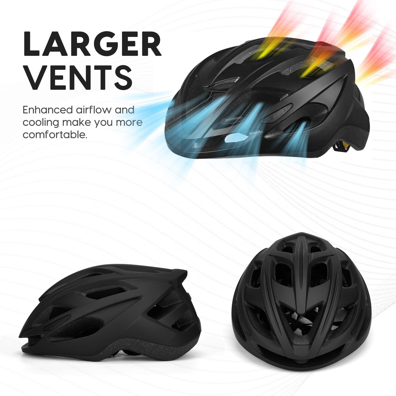 Casco da bici da uomo e donna, con prese d'aria oversize, casco da ciclismo leggero, casco da mountain bike e da strada, per adulti, casco da ciclismo regolabile 55-62 cm