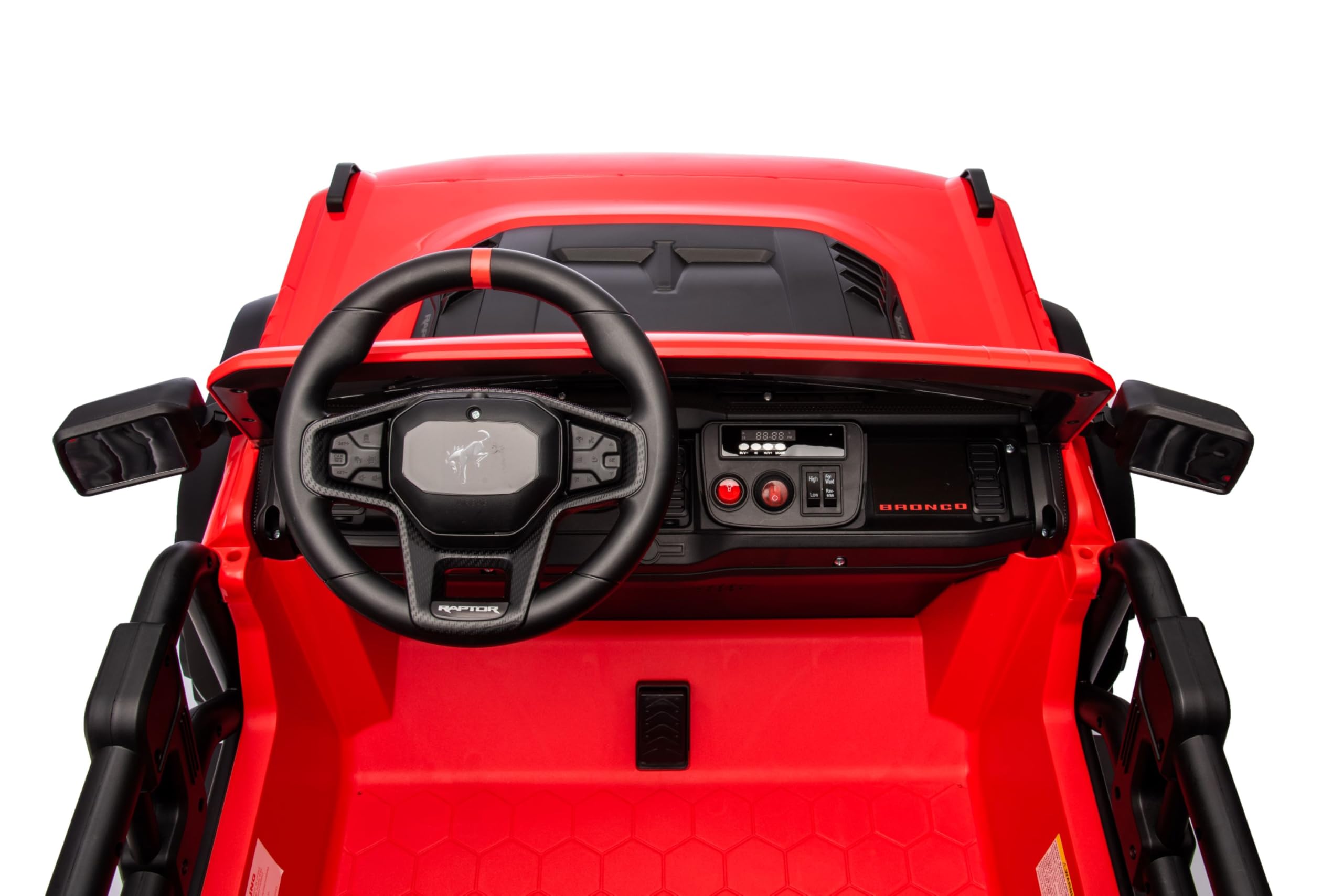 Ford Bronco Raptor 24V Maxi Fuoristrada 2 Posti Auto Macchina Elettrica per Bambini Telecomando Luci a Led Bluetooth Ammortizzatori Carico Massimo 60 Kg (Rosso)