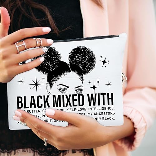Miniatura 6 de UDNADKEX Regalo de mujer negra, Navidad, regalo de cumpleaños para afroamericano afro melanina, regalo inspirador, bolsa de maquillaje, negro