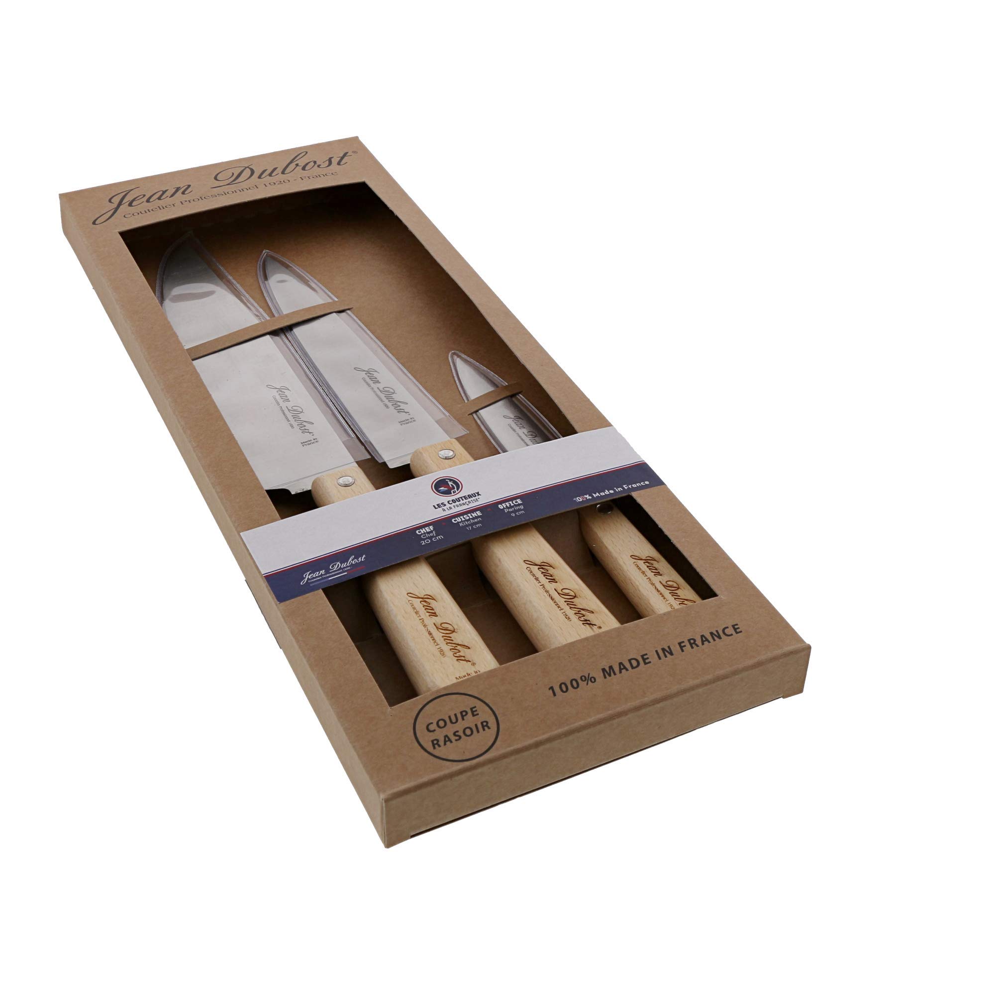 Set 3 pieces cuisine manche hetre tradition de fabrication artisanale durable