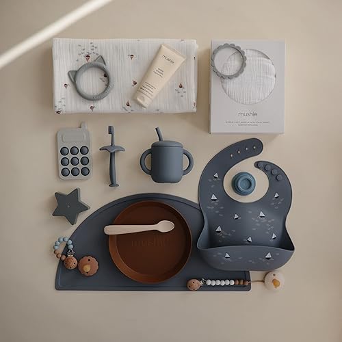 Miniatura 122 de mushie Sábana bajera ajustable de muselina extra suave para cuna, 192 hilos, 28 x 52 pulgadas (azul bebé) Azul bebé,Abejas,Daisy