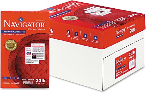 Navigator Premium Copy/Laser/Inkjet Paper, 97 Brightness, 20 lb, Legal Size 8.5 x 14, White, 5000 Sheets NMP1420