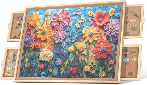 BuilderButler 1000 Pieces Rotating Puzzle Board with 4 Drawers, 28.74"x20.94" Po