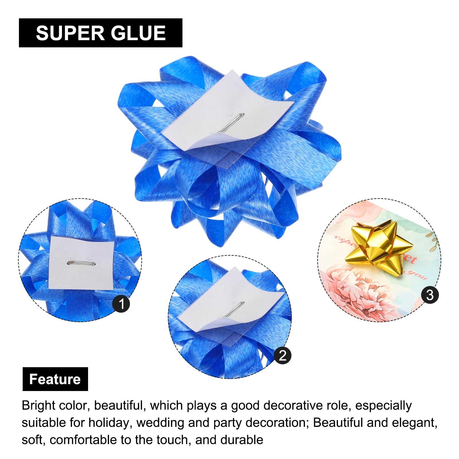 Sourcing Map - 90 Fiocchi Regalo Mini A Forma Di Stella, 32 Mm, Autoadesivi, Colore Bianco, Per Pacchetti Regalo, Decorazioni Feste, Matrimoni, Natale