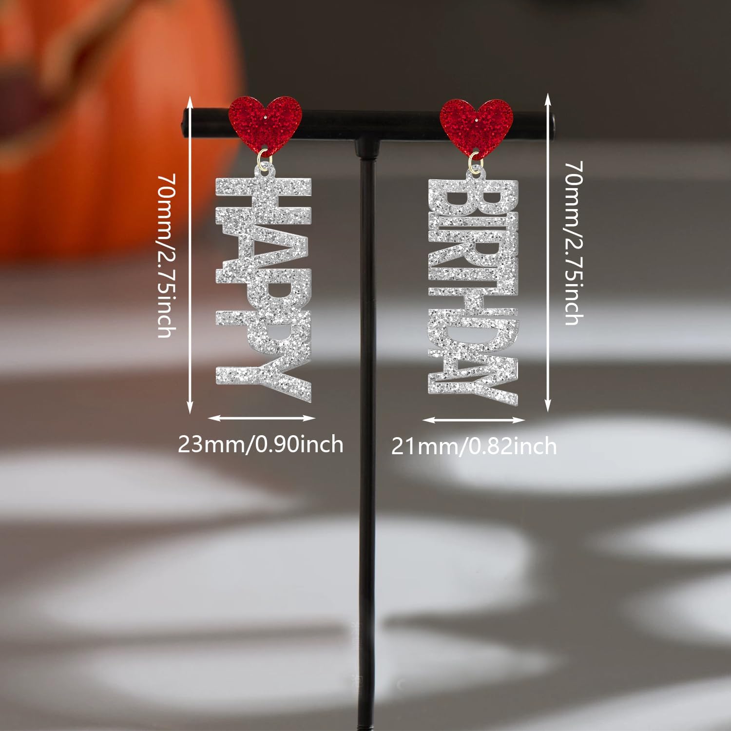 Sparkly Sequin Acrylic Birthday Cake Dangle Drop Earrings Happy Birthday Letter Earrings For Women - Image 5