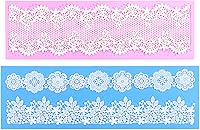 Vista 9 de Moldes de encaje en relieve, juego de 2 moldes de silicona con diseño de flores de varios círculos, decoración de pasteles de boda, molde
