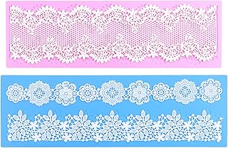 Embossing Lace Fondant Mold, Multi Circle Flowers Lace Mat Wedding, Silicone Molds for Cake Decorating Tool, Cake Lace Molds Set of 2