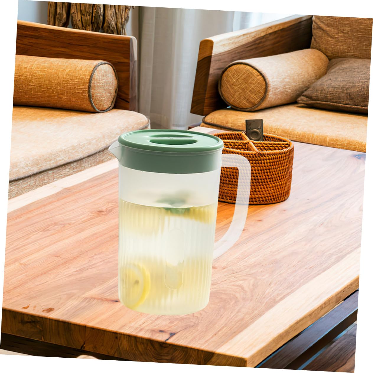 Garneck 2 piezas Jarra de Agua Grande con Tapa Resistente al Calor para Nevera y Bebidas Frías Limonada y Café Helado Casa y Oficina
