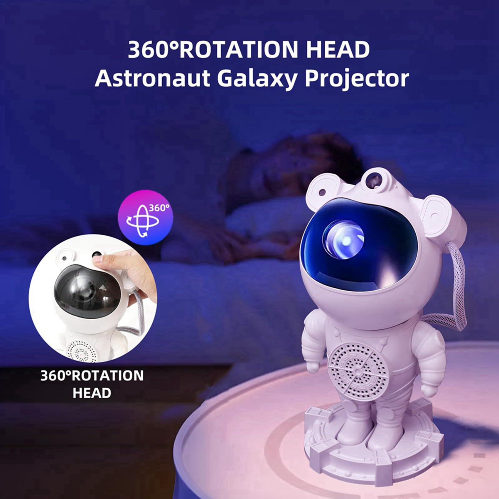 2X Veilleuse Projecteur D'Étoiles Astronaute avec Haut-Parleur Bluetooth, Minuterie, Télécommande - Idéal pour la Chambre et Les Cadeaux