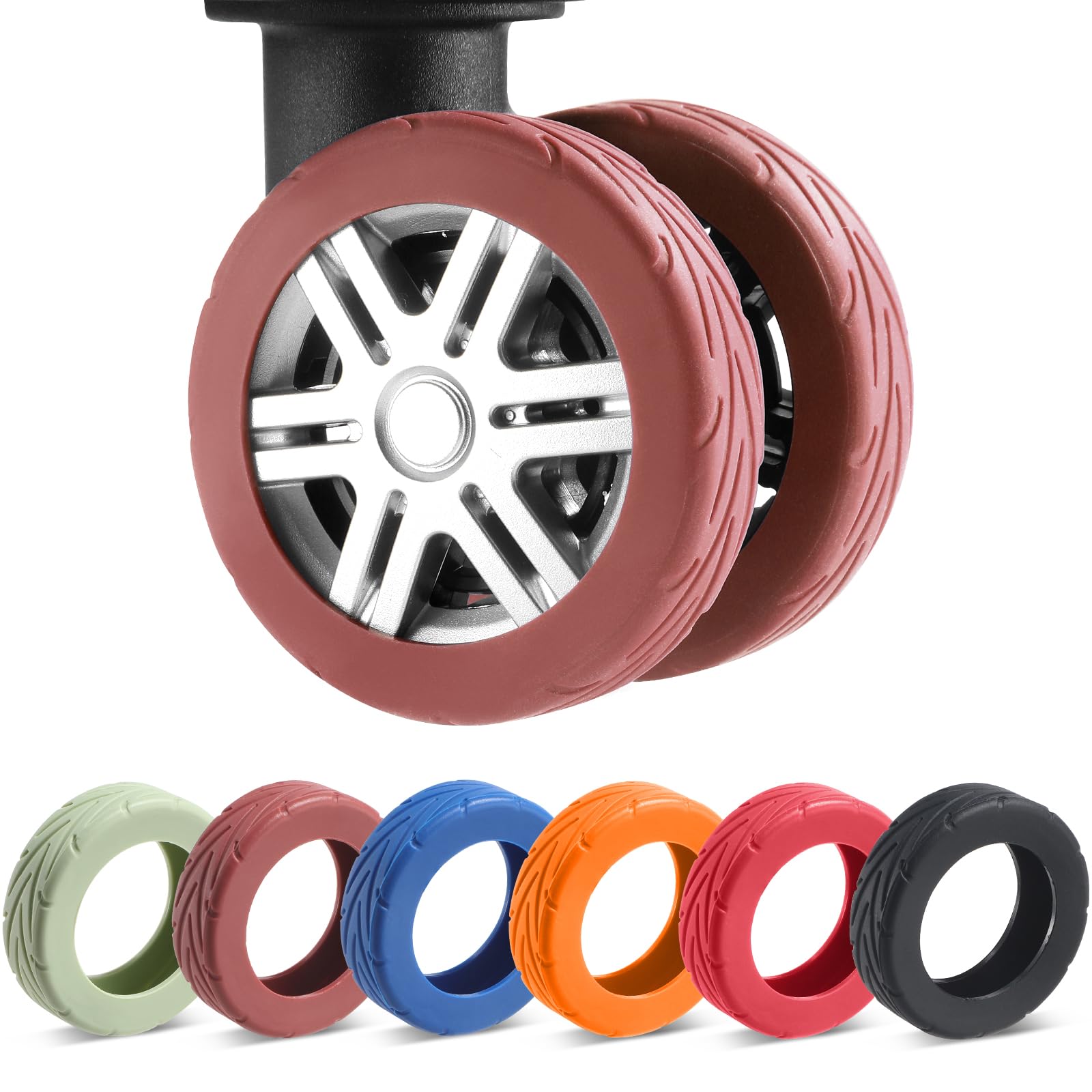 8 Pcs Upgrade Luggage Wheel Covers, Carry On Luggage Suitcases,Wear-Resistant, Anti-Noise, Silicone Wheel Protective Covers for 2-2.4" Spinner Wheel,