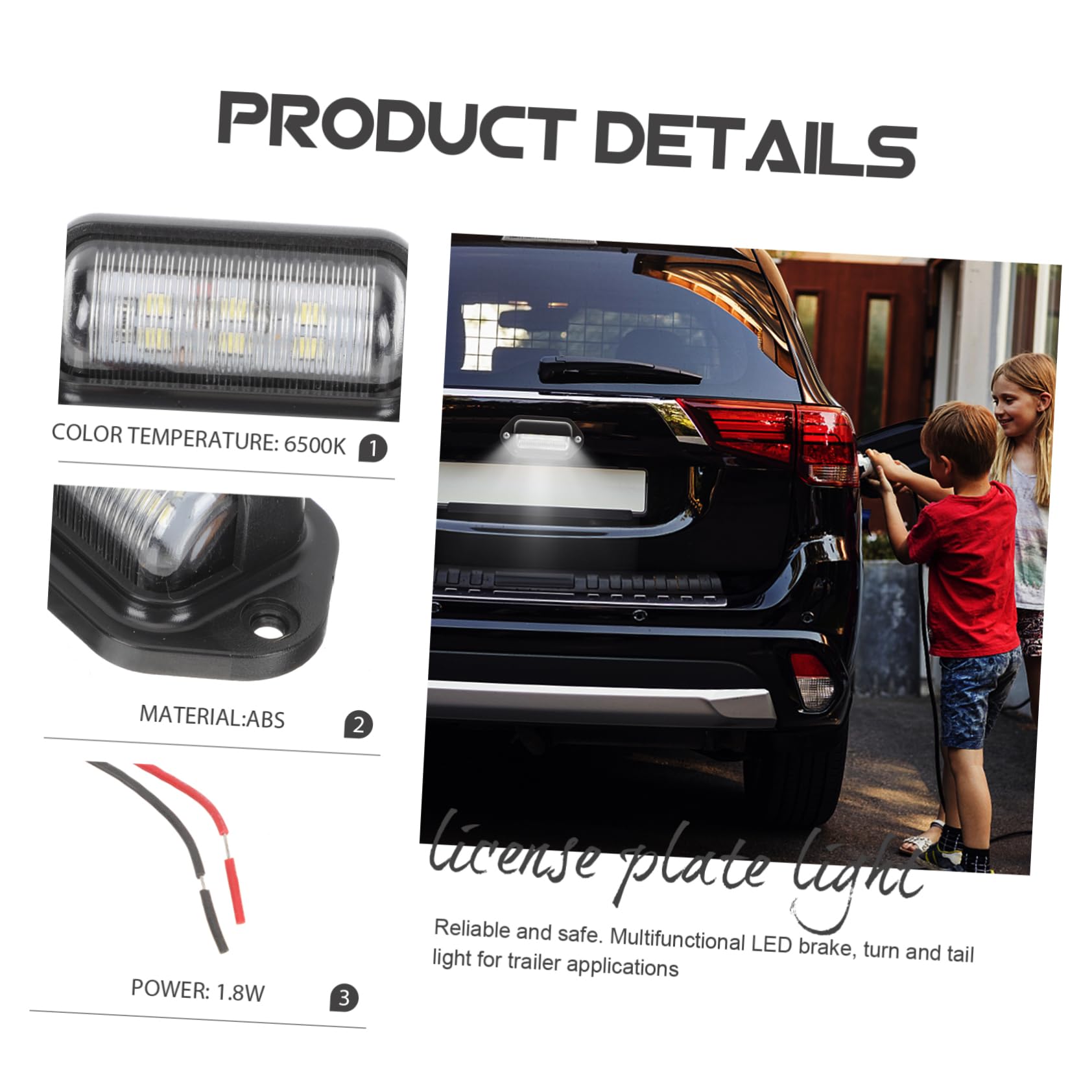 SHERCHPRY 2piezas Luz Led De Matrícula Para Remolque Lámpara Trasera De Placas De Vehículos Compatible Camiones y Trailers Instalación Consumo Energético