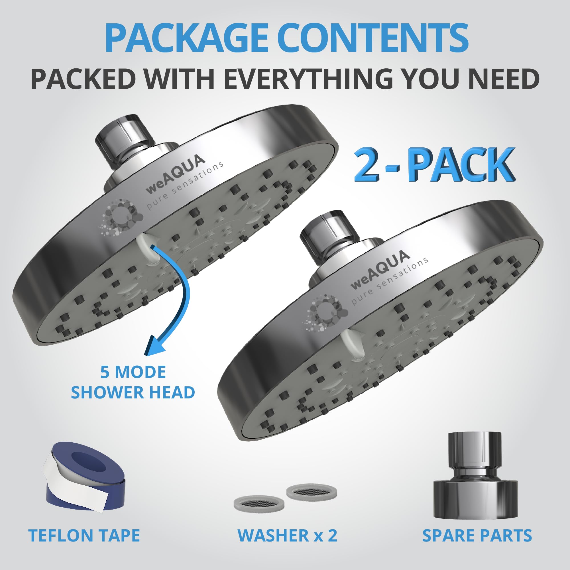 Cabezal de ducha de 5 modos, paquete familiar