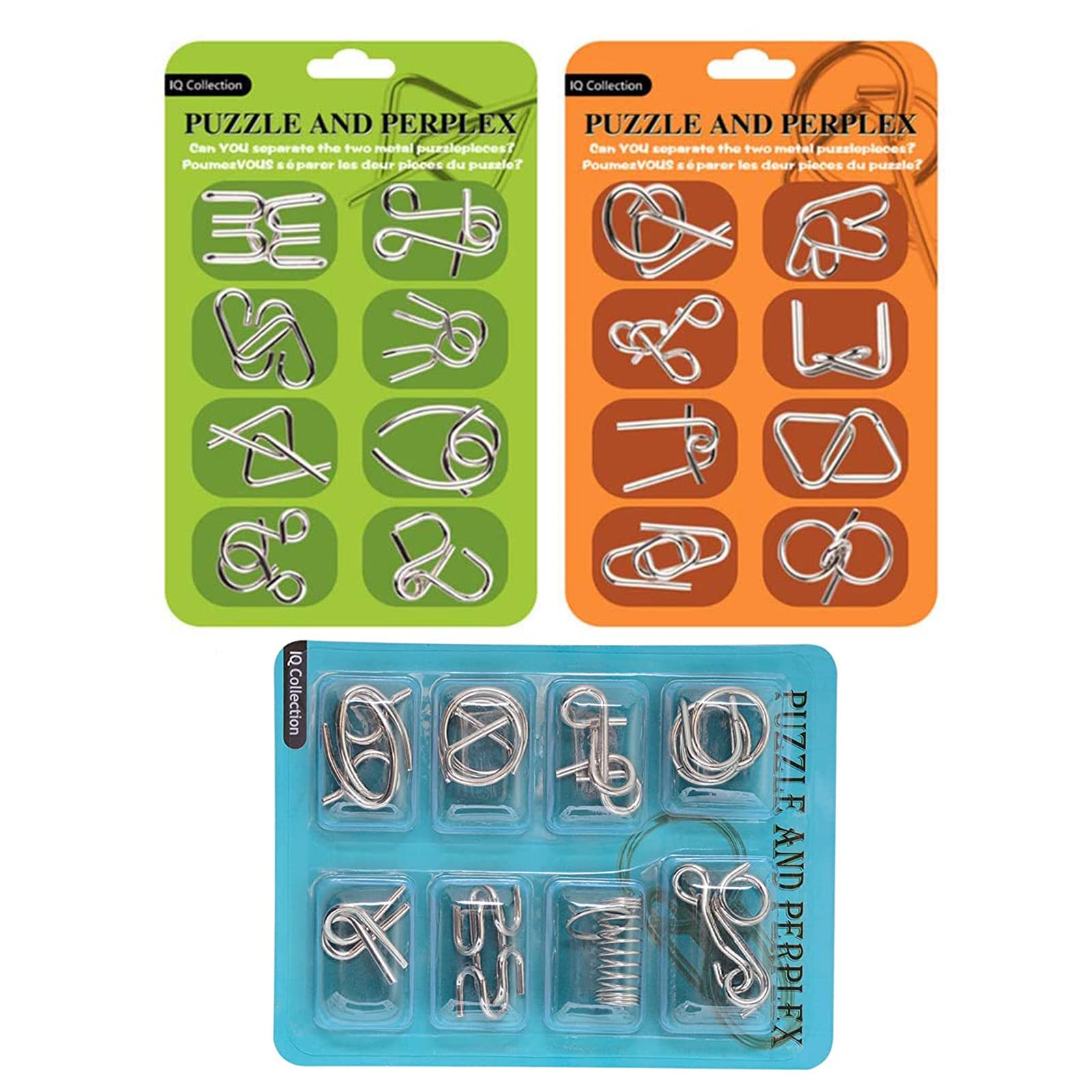 24 Pezzi Metallo Rompicapo Set, Giocattoli Educativi IQ Test, Puzzle Giocattolo Educativo Intelligenza per Adulti (Puzzle)
