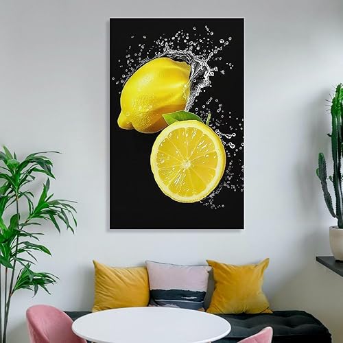 Miniatura 6 de Lienzo Decorativo De Limón Para Pared, Cuadro De Frutas, Pintura De Agua Con Salpicaduras De Limón, Impresiones Artísticas De Verano, Cocina,