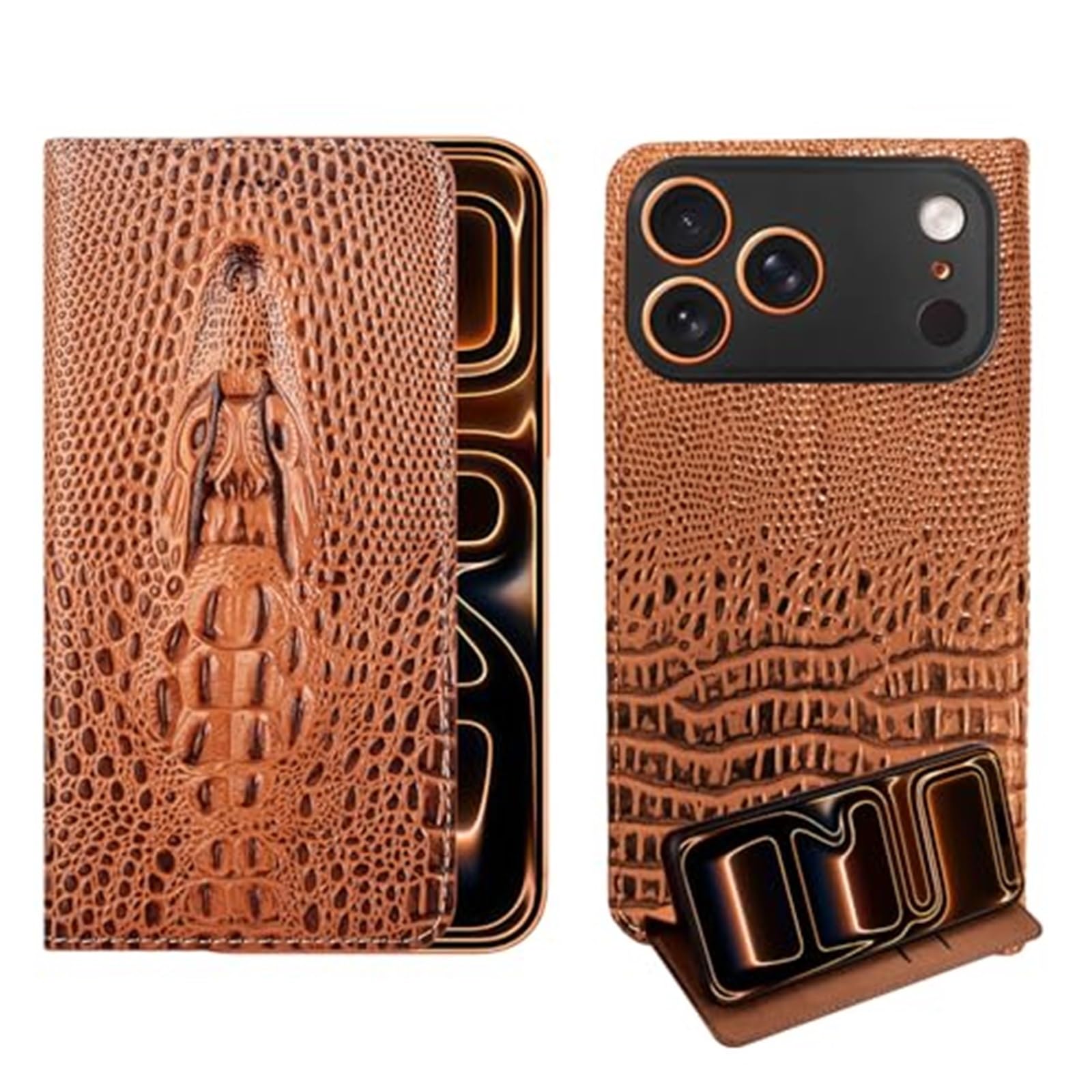 Etui do iPhone'a 17 Pro Max/17 Pro/17 Air/17, obudowa z prawdziwej skóry z wkładaniem karty, pokrowiec odporny na upadek (brązowy 1,17 Air)