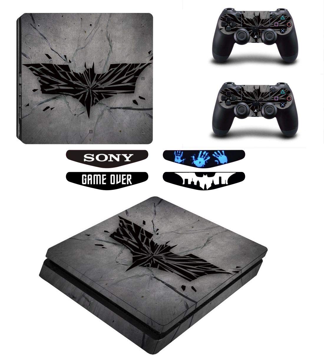 Elton Batman Grey Theme 3M Skin Sticker Cover for PS4 Slim Console and Controllers Full Set Console Decal Stickers for Front & Back 4 Led bar Decal +2 Controller Decal Cover (B08WJ9JB7M) Amazon Price History, Amazon Price Tracker