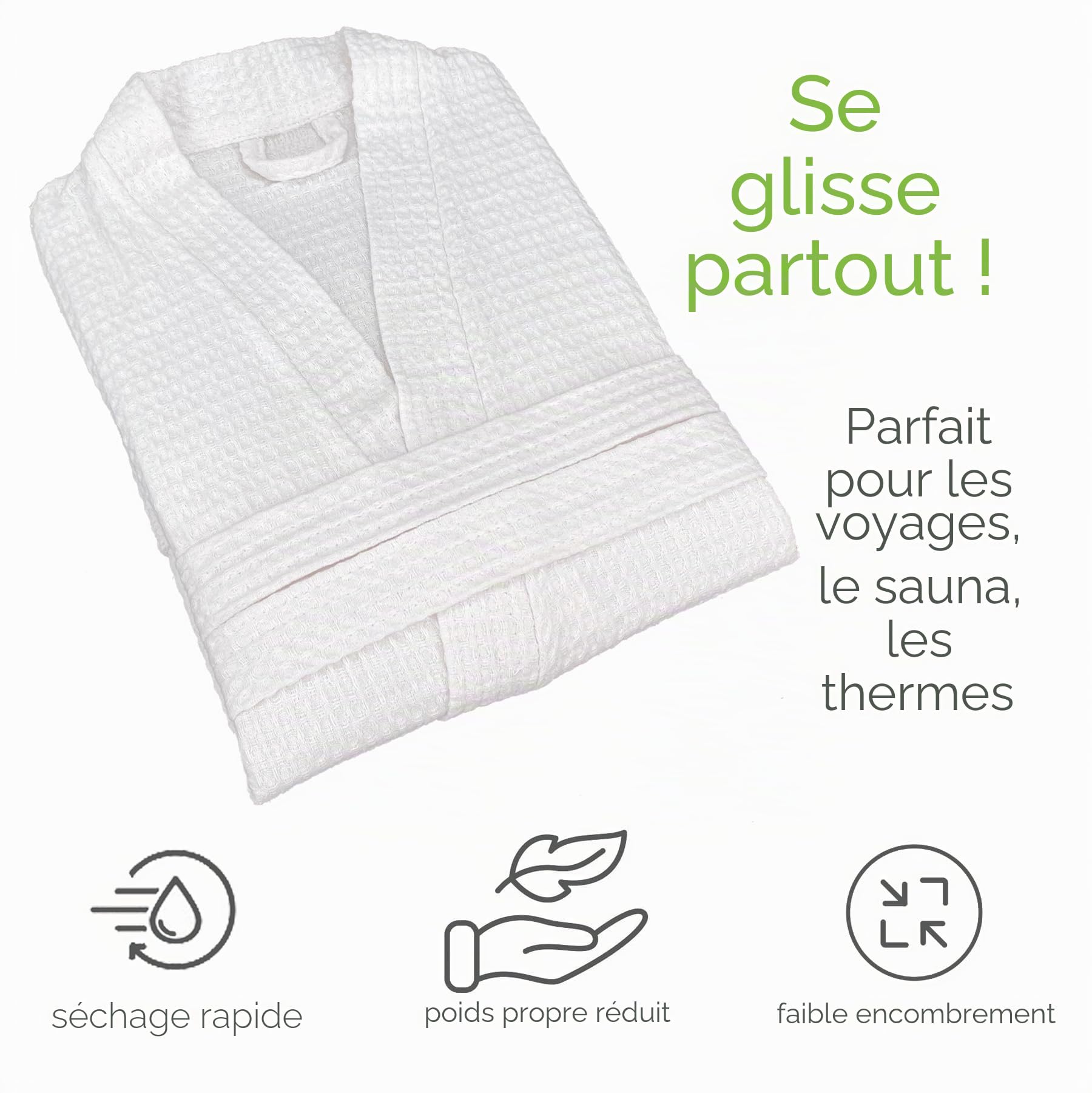 heimtexland Peignoir en piqué gaufré 100 % coton, type 881