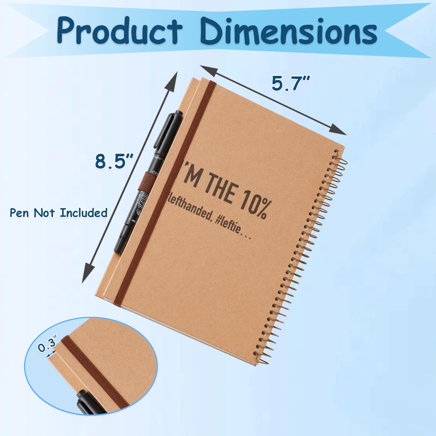 King Mills Notizbücher für Linkshänder, liniert, 160 Seiten, 1 Thema, Hardcover, Linkshänder, ideales Geschenk für Linkshänder, Größe 21,6 x 14,5 cm, 2 Stück