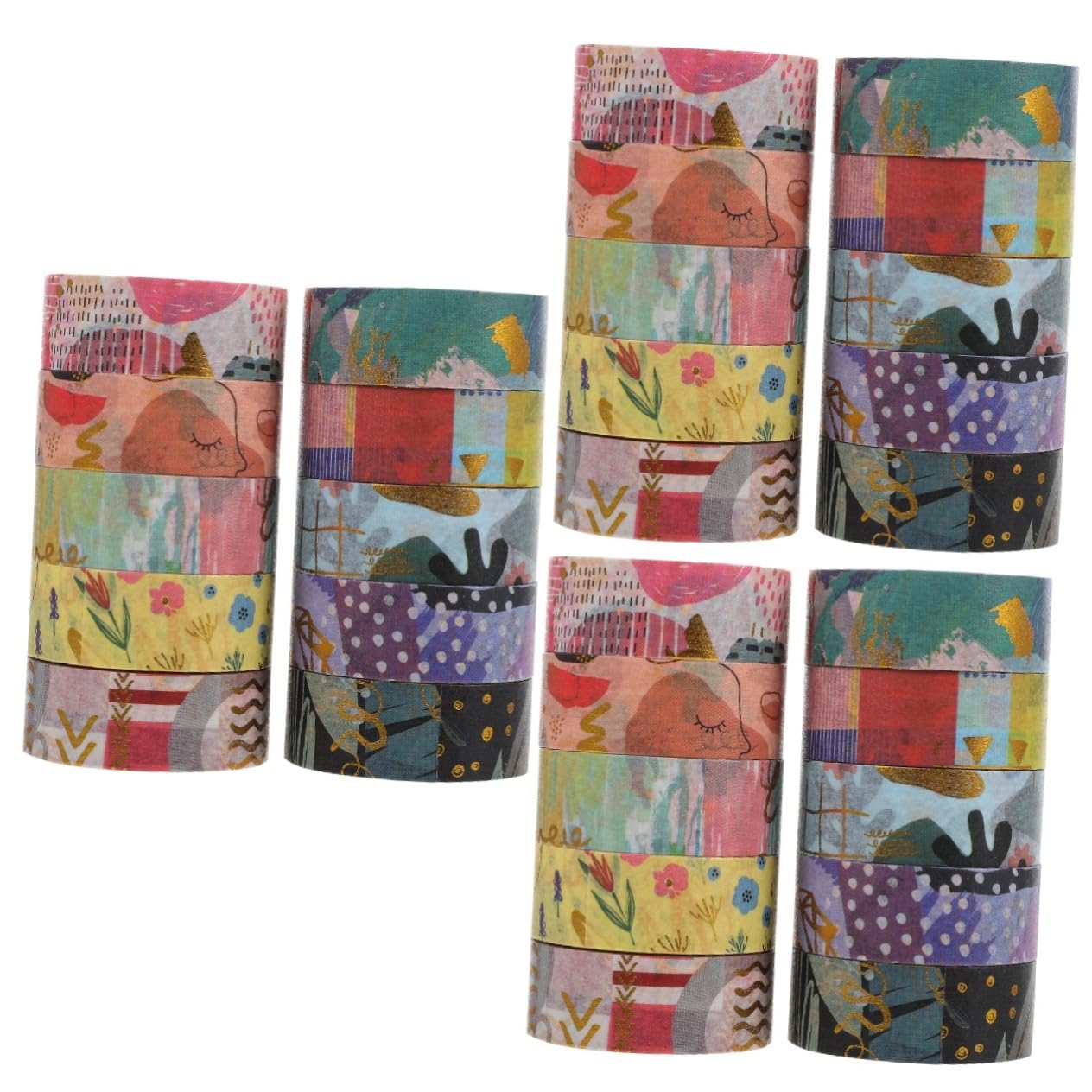 SEWACC 30rollos Washi Tape Decorativo De Geometría Dorada para Scrapbooking Manualidades y Planificación De Rollo
