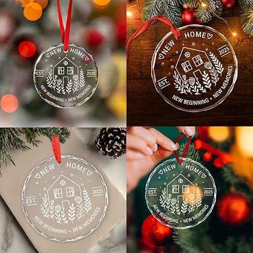 Miniatura 4 de Nuevo Adorno de Vidrio para el Hogar 2025 Regalo de Inauguración de Casa para Parejas, Recuerdo de Casa Nueva, Decoración de Propietario,