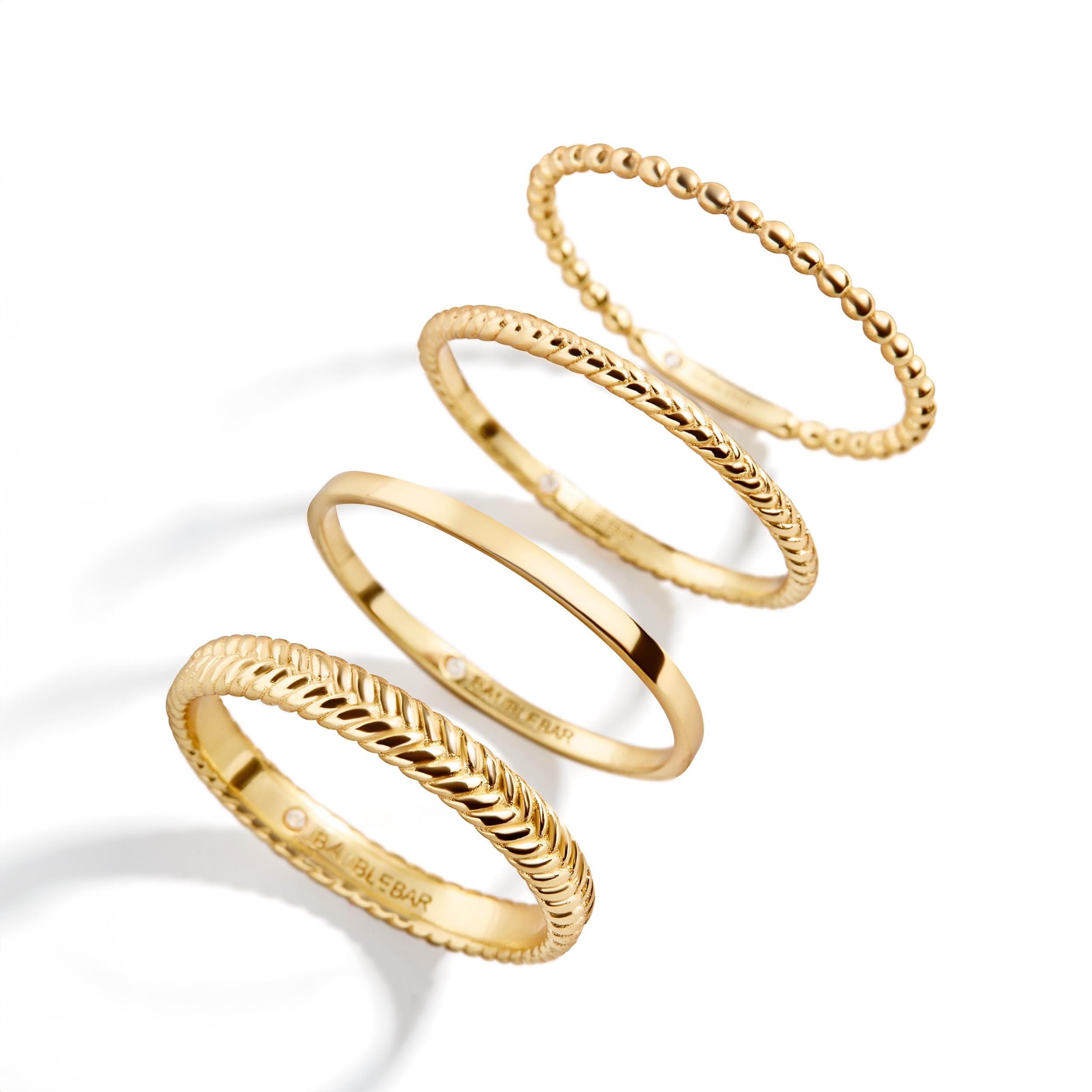 BaubleBar Mamie 18K Gold-Plated Sterling Silver Ring Set