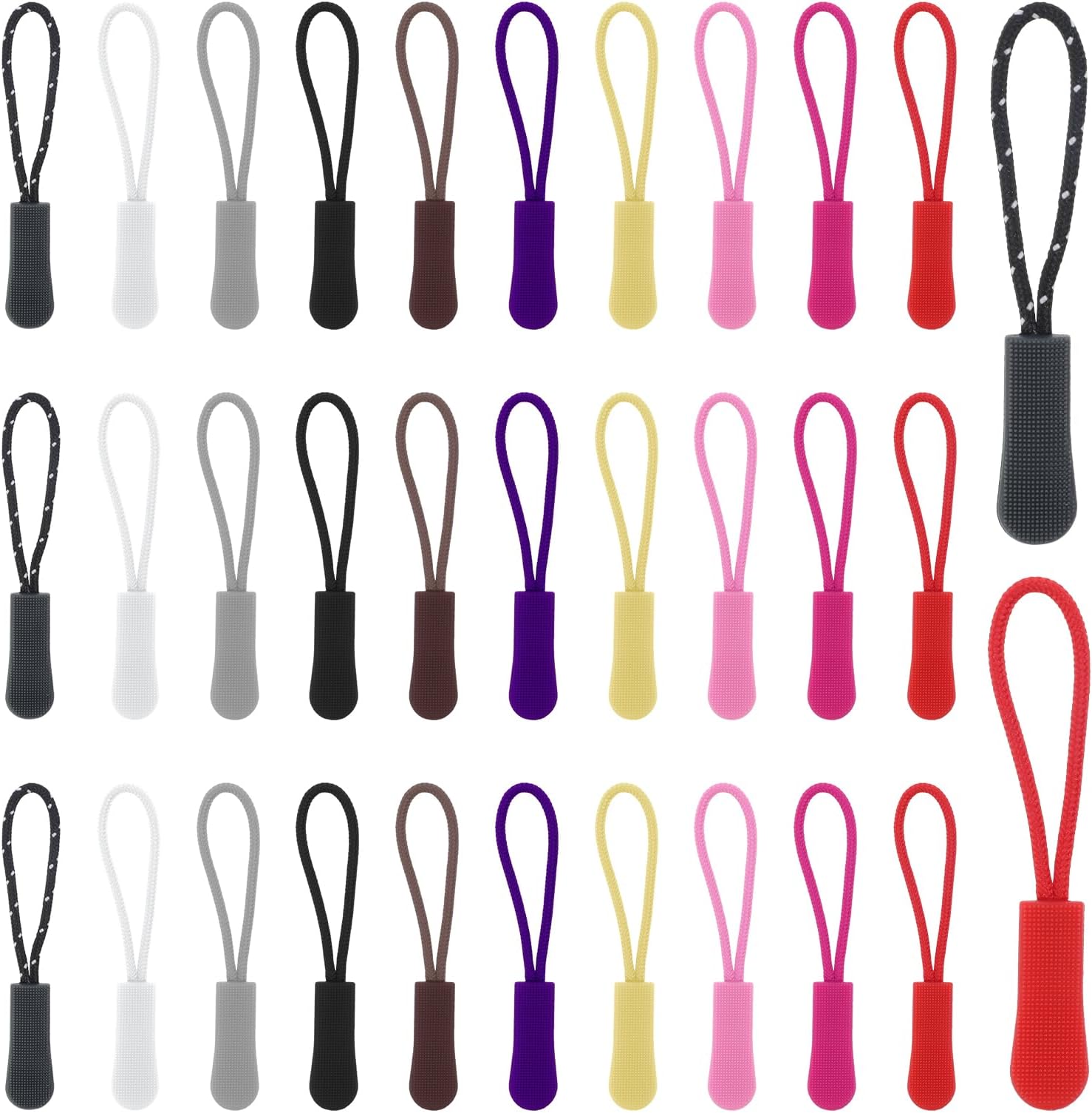 100pcs Colorful Luggage Zipper Pull Replacement Zipper Pulls 10 Color Replacement Zipper Pulls Tab for Clothes, Luggage, Handbag Tents, Backpacks, Jackets, Sweatshirt