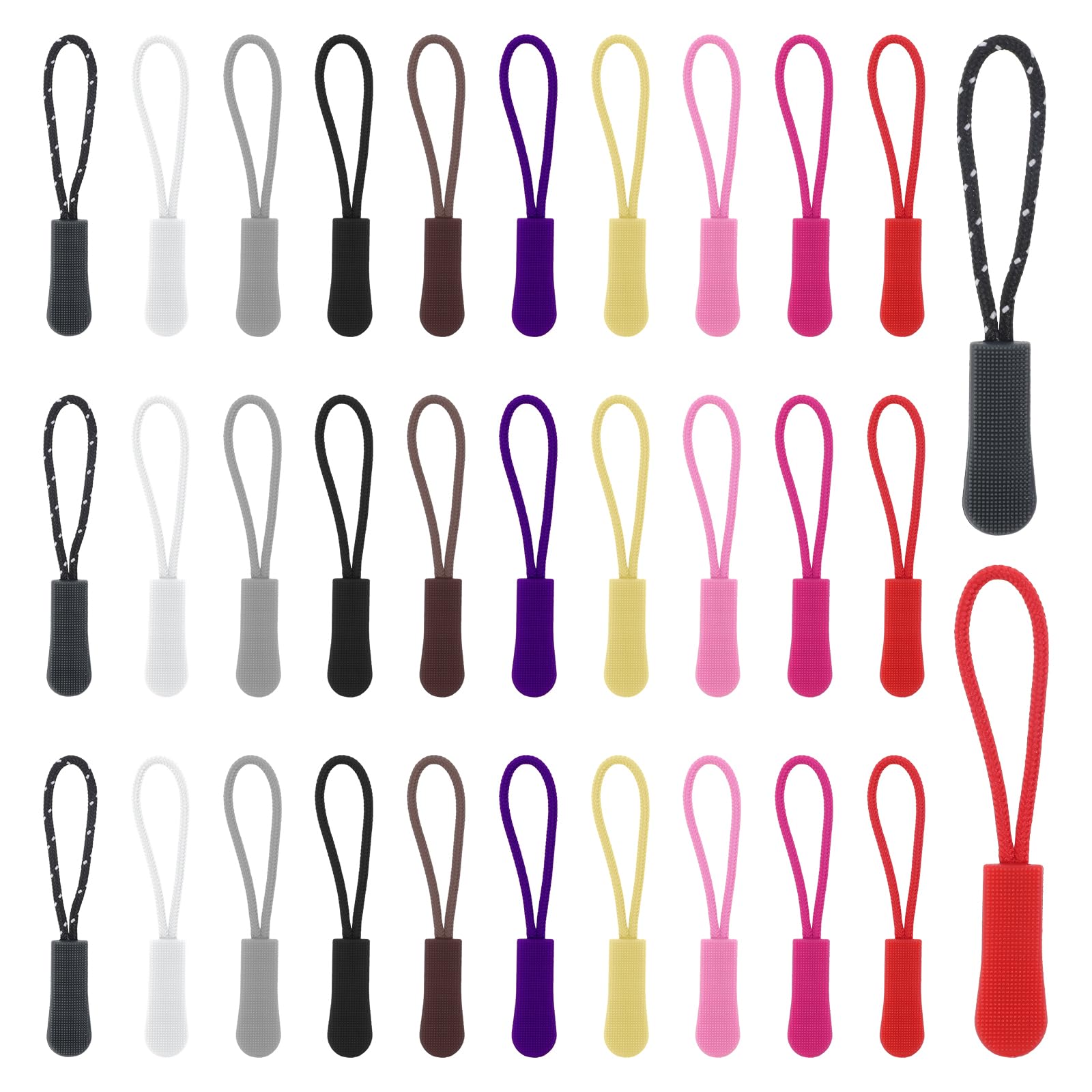 100pcs Colorful Luggage Zipper Pull Replacement Zipper Pulls 10 Color Replacement Zipper Pulls Tab for Clothes, Luggage, Handbag Tents, Backpacks, Jackets, Sweatshirt