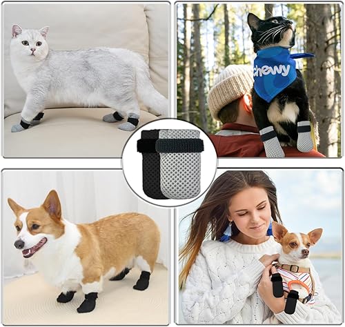 Miniatura 6 de 4 guantes para gatos para evitar arañazos, zapatos de malla transpirable para gatos, guantes ajustables antiarañazos, adecuados para gatos cuando se