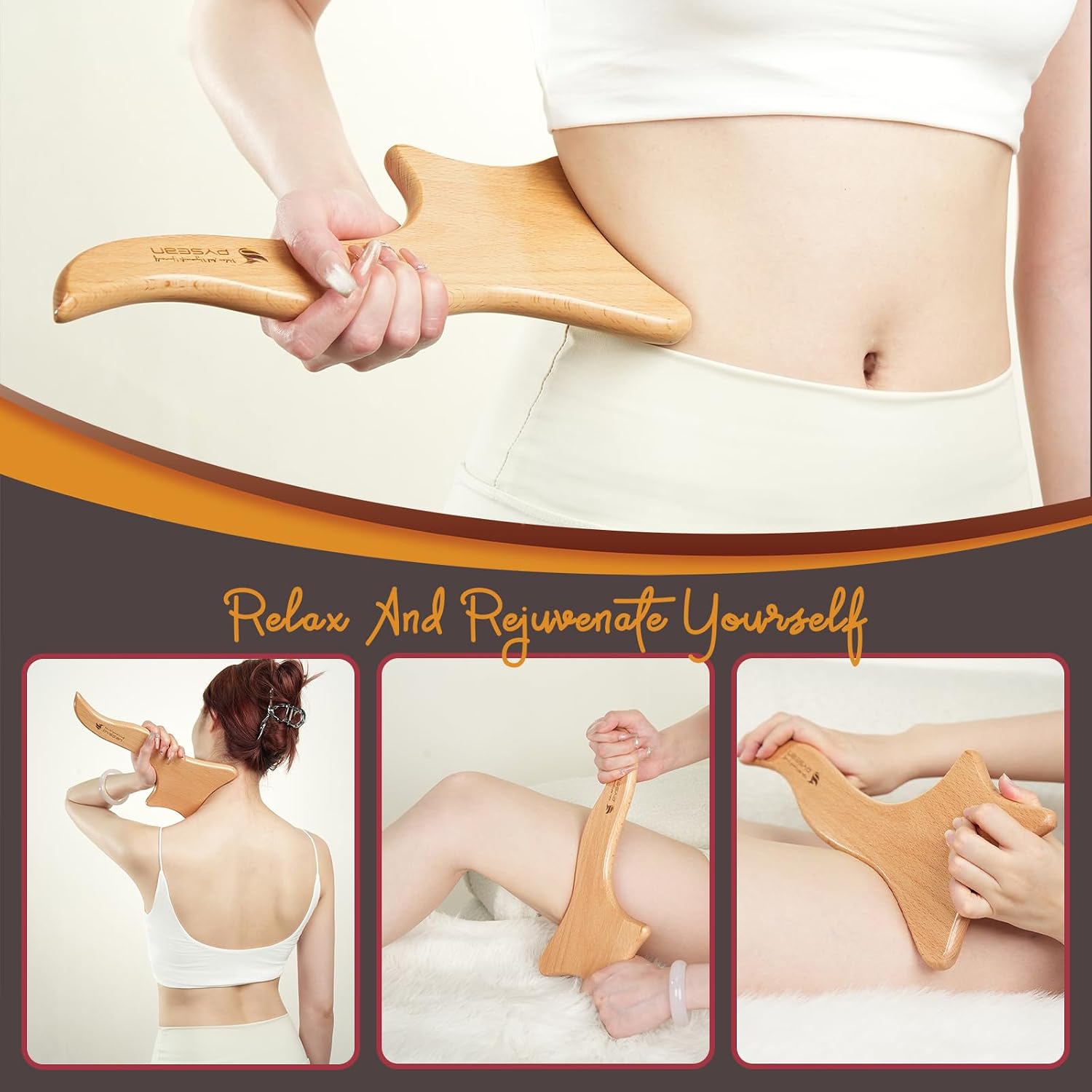 Wooden Massage Scraping Tool, Lymphatic Drainage Massager for Anti Cellulite, Relieve Muscle Pain, Body Sculpting, Muscle, Neck, Back, for Both Men and Women.