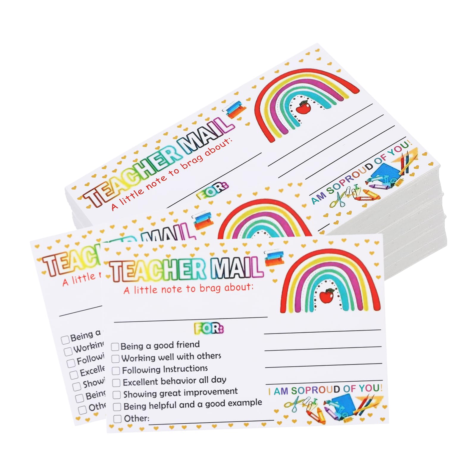 100pcs Teacher Mails, Teacher Supplies Classroom Essentials Elementary Incentives for Students Feedback Cards, Teachers Wish Lists for Classroom Mail