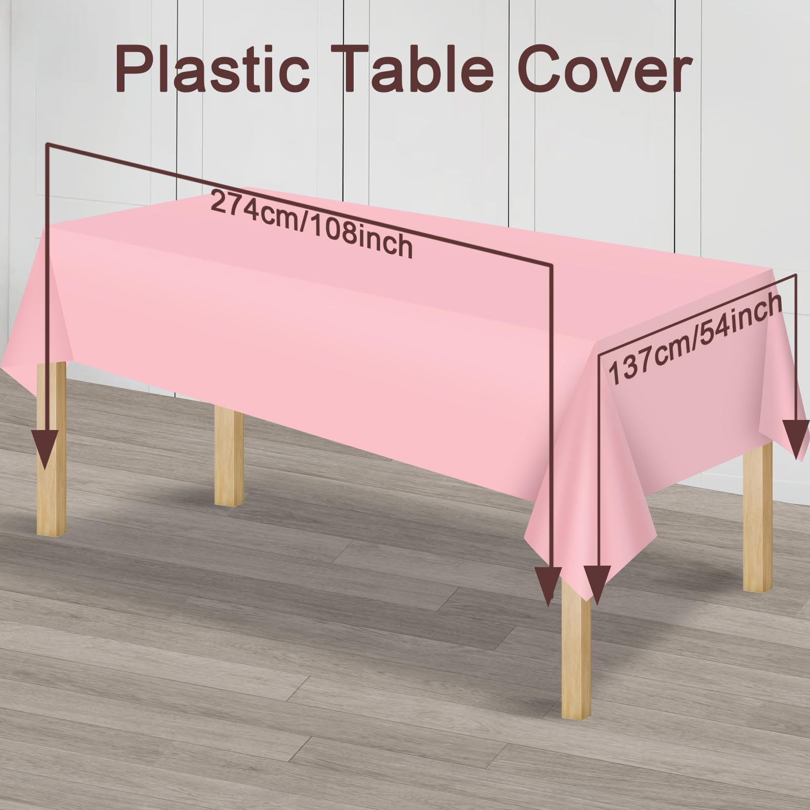 Haydyson Disposable Plastic Tablecloths? Table Covers for Graduation Wedding Birthday Baby Shower Holiday Party Decorations (12, Pink, Extra Large)