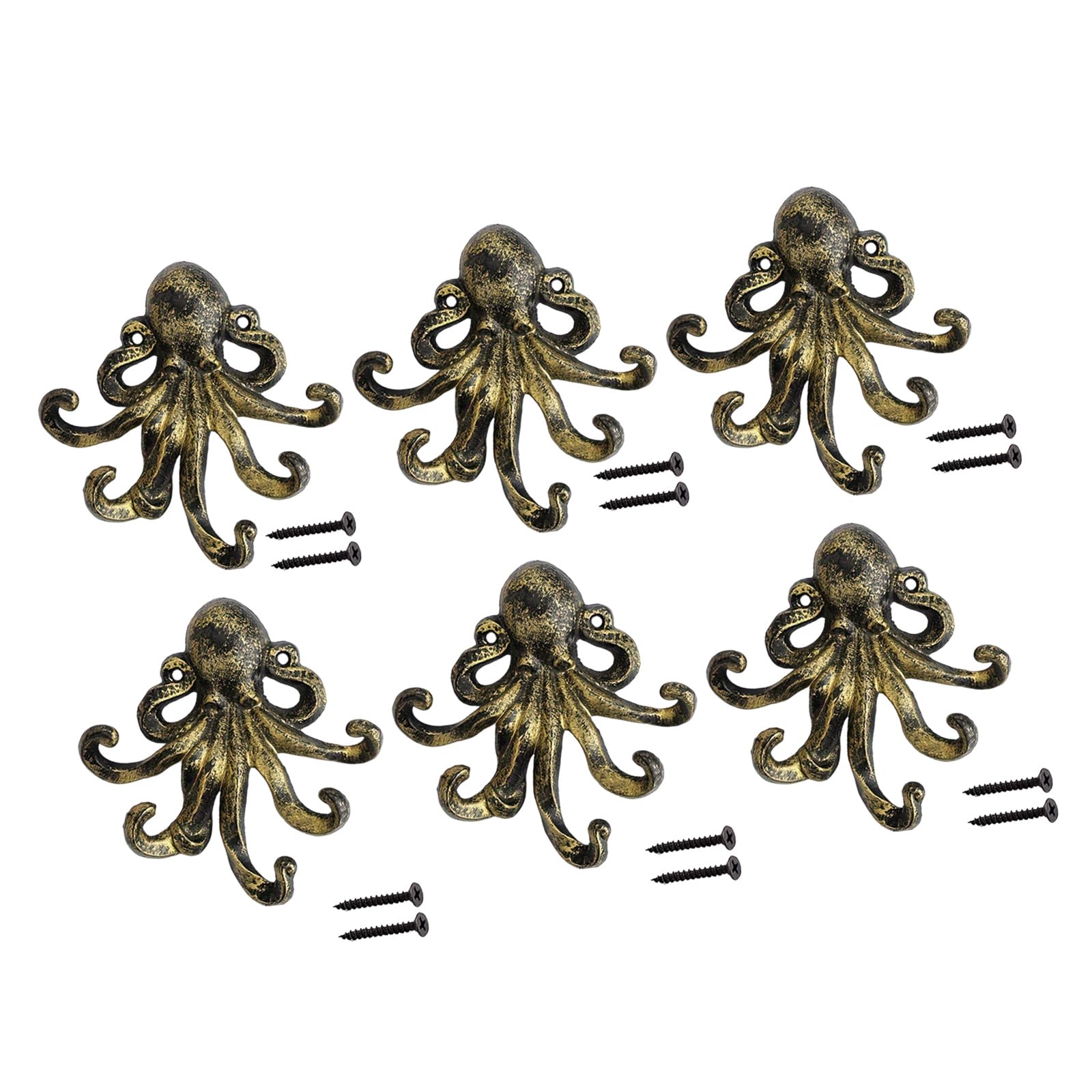 Mekalero Bucolic Cast Iron Multi Purpose Octopuses Shaped Hook Decorative Coat Hook Ideal for Hangings Coats Bags and Decorations Party Decoration