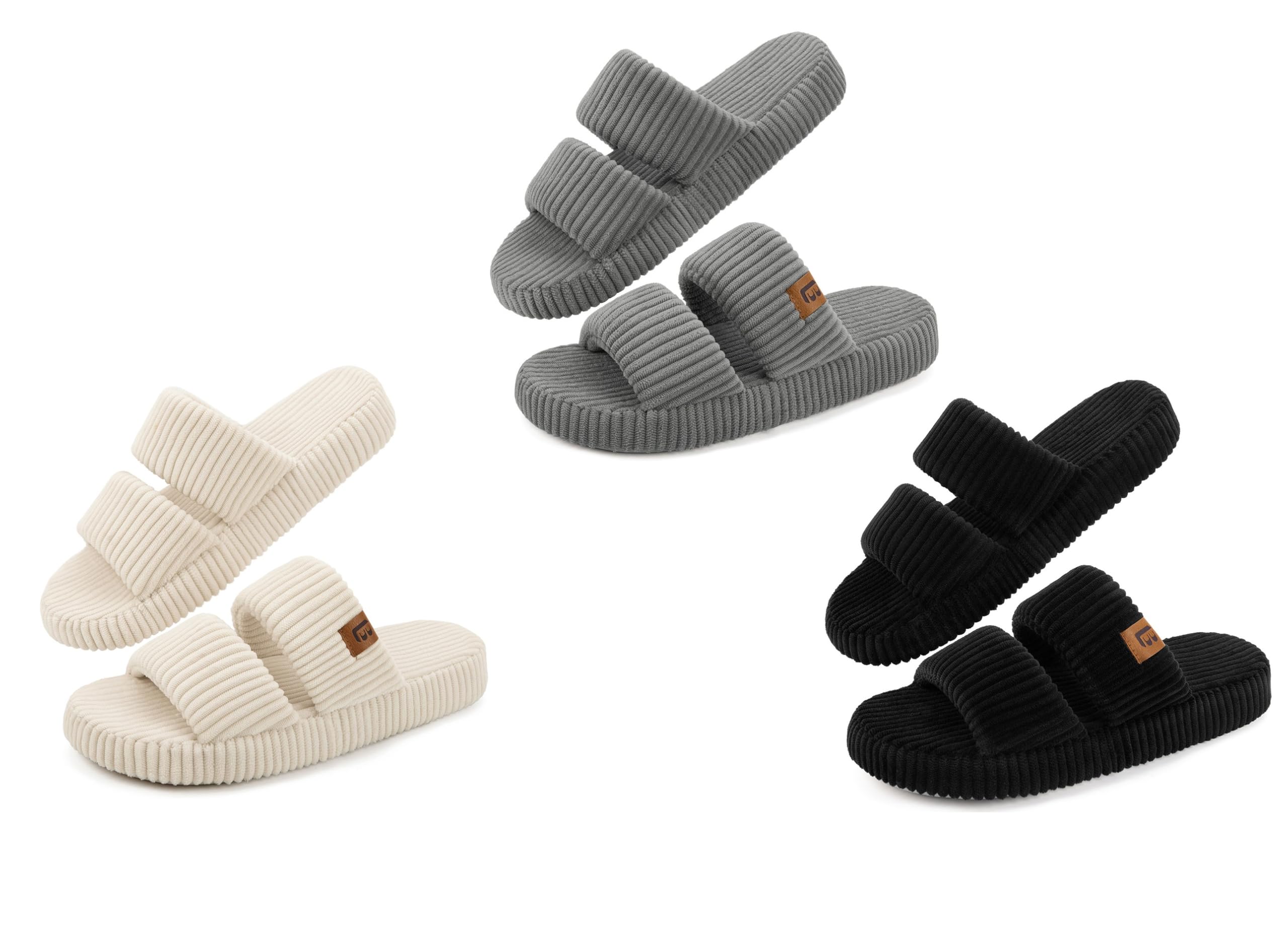 LongBay Slippers for Women Memory Foam Open Toe Slip On Bedroom Comfy House Shoes with Dual-Strap