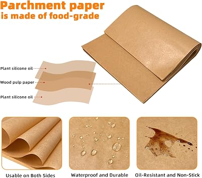 Parchment Paper Sheets,LYHOLKEER 300pcs 12x16 Inches Unbleached Parchment Paper For Baking,Brown Parchment Paper For Air Fryer,Oven,Baking,Grilling,Non-stick Oil-proof Precut Baking Parchment