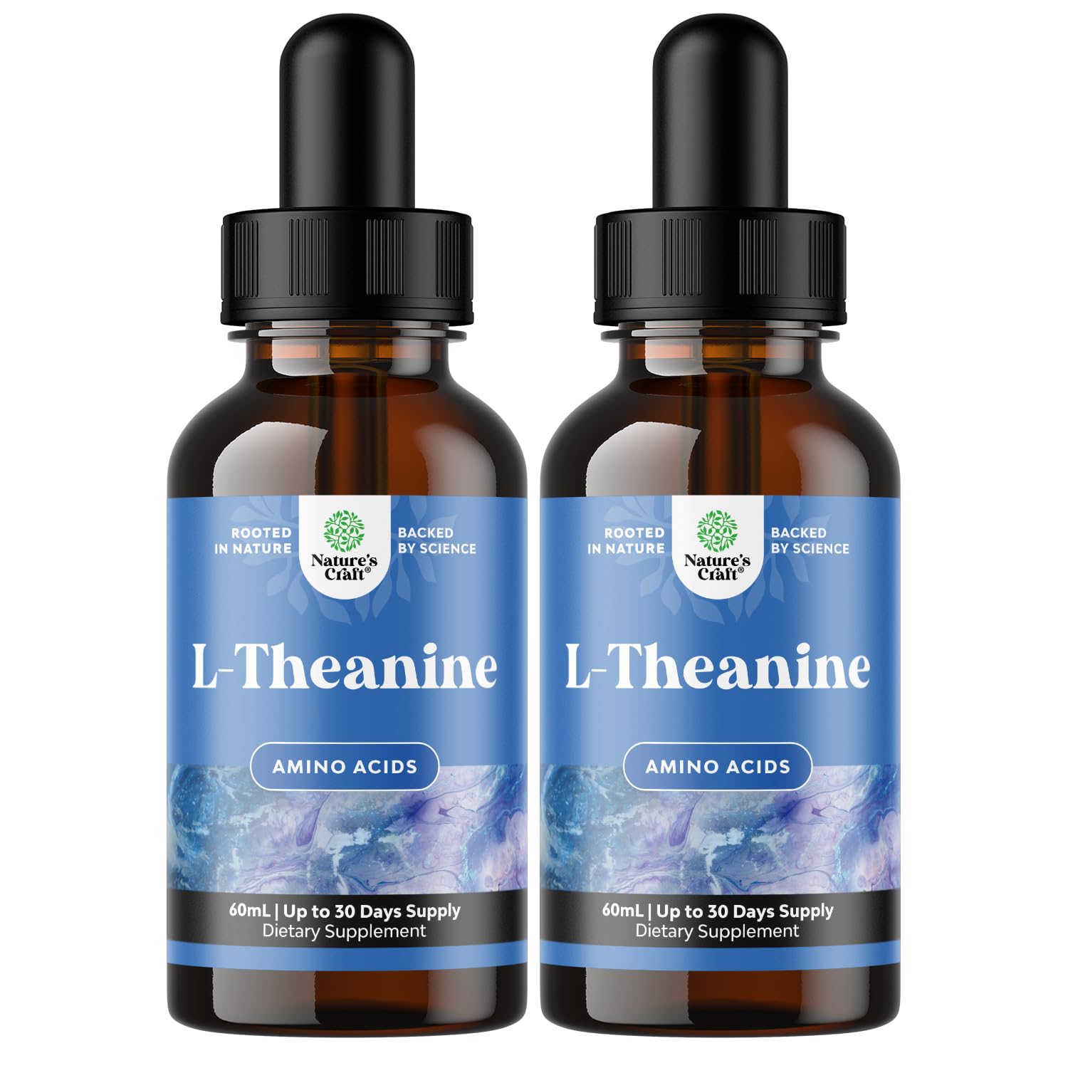 Natures Craft High Absorption L-Theanine Liquid Drops - Nootropic Focus Supplement with L-Theanine 200mg Per Serving and Chamomile Extract - Supplement for Adults and Kids Relaxation and Focus - 4 oz